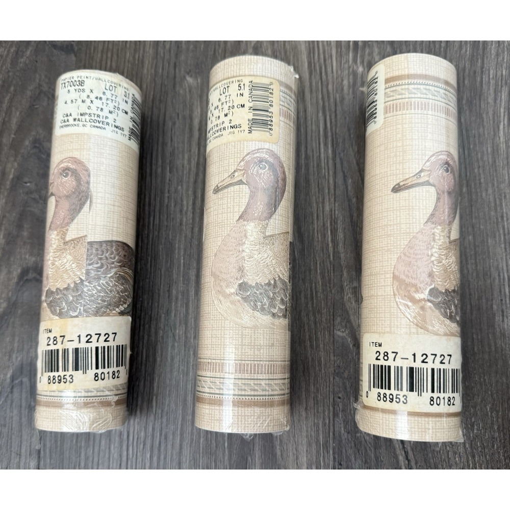 3 New Vintage Rolls Of Duck Wall Paper Border Prepared 5 Yards Each Cottage Core